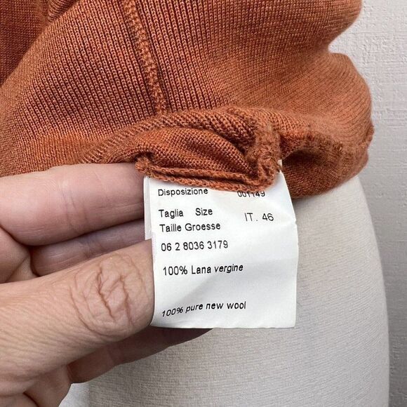 Piazza Sempione Top 10 Womens Orange 3/4 Sleeve Turtleneck Knit Wool Lightweight - Picture 5 of 8